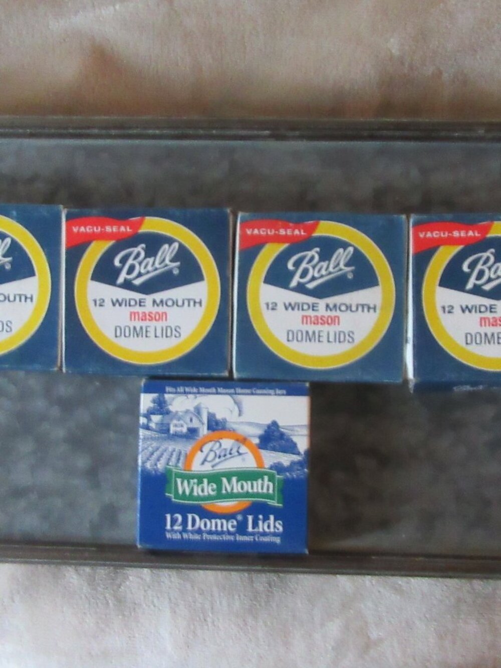 5 packages of 12 each Ball Wide Mouth Vintage Mason Jar Dome Lids in VTG boxes